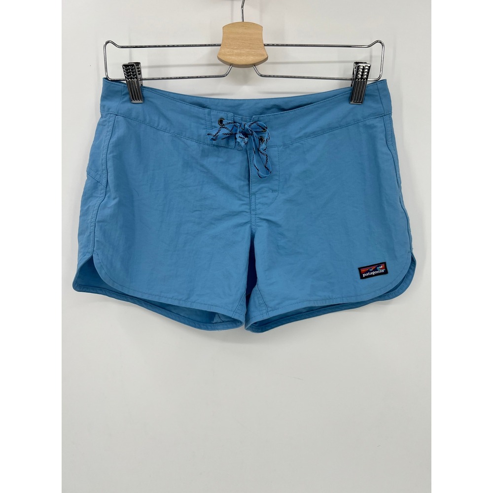 Patagonia Women Blue Wavefarer Board Shorts Size 2 Lace Up Front Swim Beach